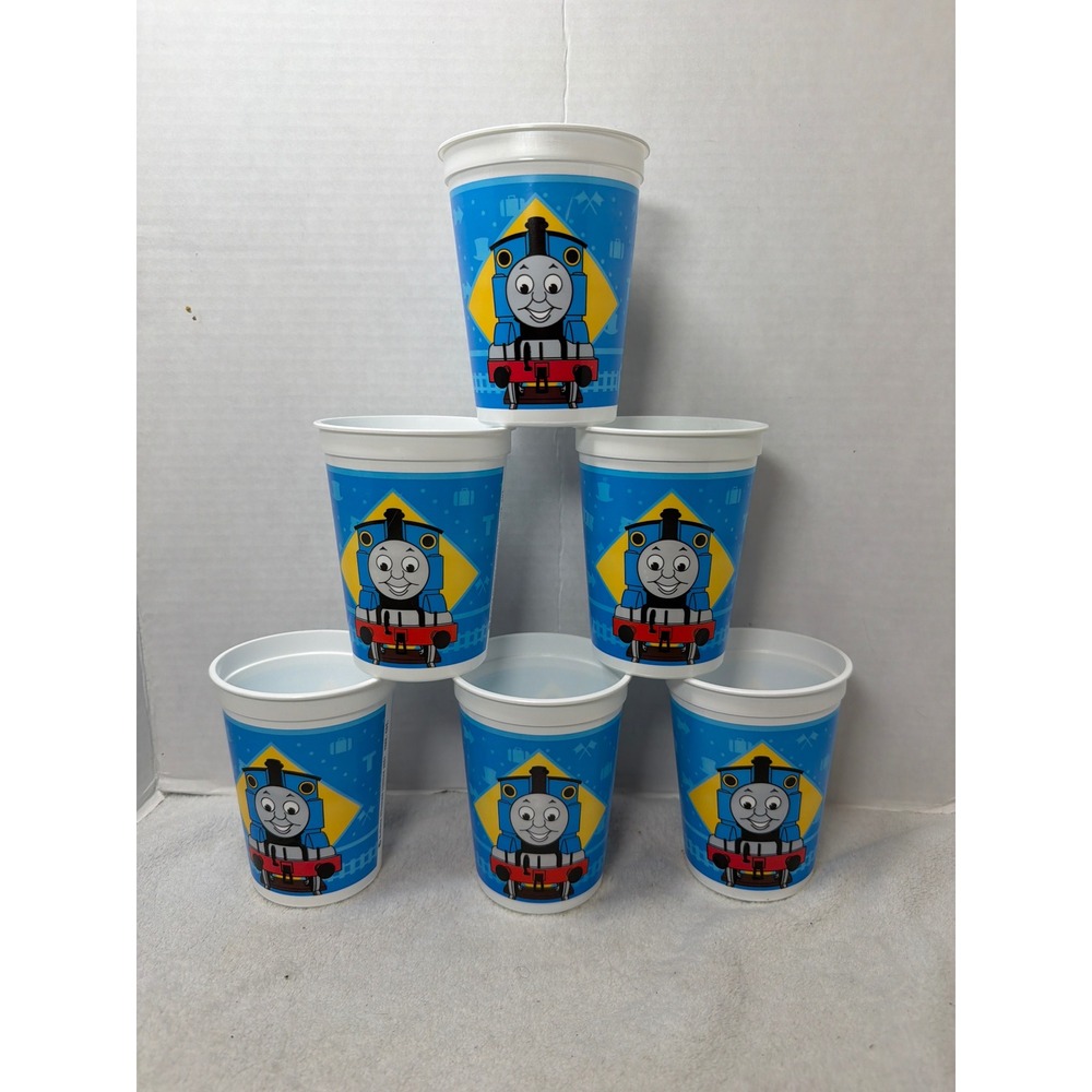 Thomas & Friends Plastic Cups Kids 17oz Blue Vintage 2001 Hallmark Set of 6